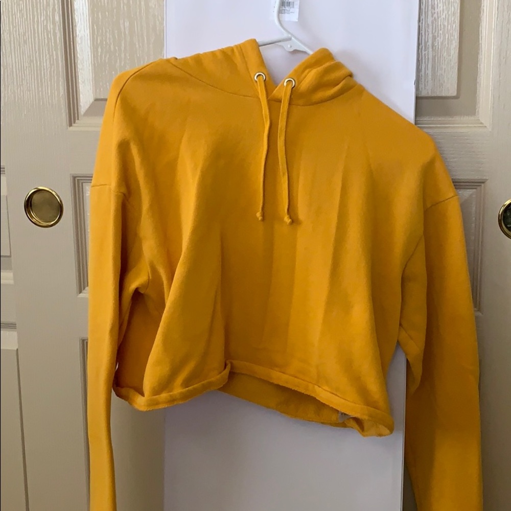 Yellow cropped hoodie